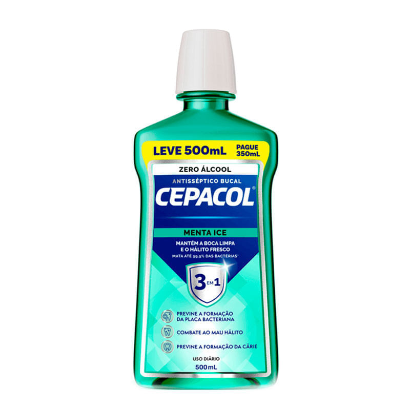 Antisséptico Bucal Cepacol Zero Álcool Menta Ice 500ml