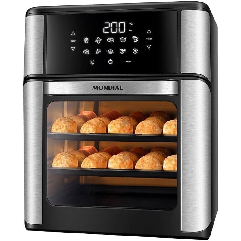 Fritadeira Air Fryer Forno Oven 12L Mondial Preto/Inox 2000W 220V - AFON-12L-BI