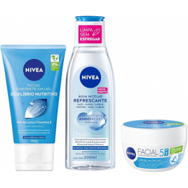 Kit Rotina Diária Nivea Sabonete em Gel + Água Micelar + Creme Nutritivo - Nivea