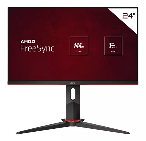 Monitor Gamer HERO 23,8'' 144Hz IPS FreeSync 24G2/BK Cor Preto/Vermelho AOC 100V/240V