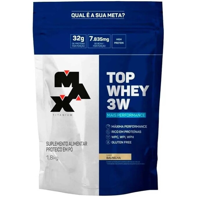 Max Titanium Top Whey 3W + Performance Refil 1 8Kg Baunilha V01