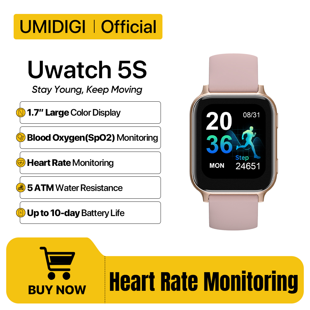 [Moedas R$ 86,49] Umidigi uwatch 5S bluetooth relógio inteligente 1.7