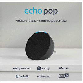 Echo Pop | Smart speaker compacto com som envolvente e Alexa | Cor Preta