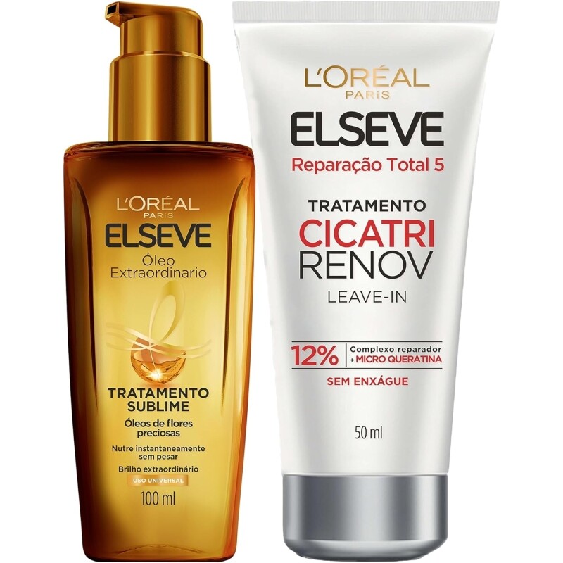 ELSEVE Kit Óleo Extraordinário L'Oréal Paris + Leave-In De Tratamento Cicatri Renov L'Oréal Paris