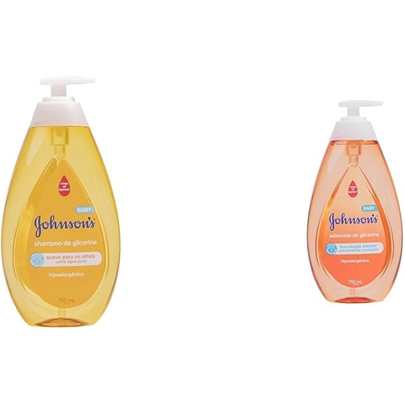 Kit Shampoo Regular Johnson's Baby + Johnson's Baby Sabonete Líquido Glicerina Da Cabeça Aos Pés 750ml