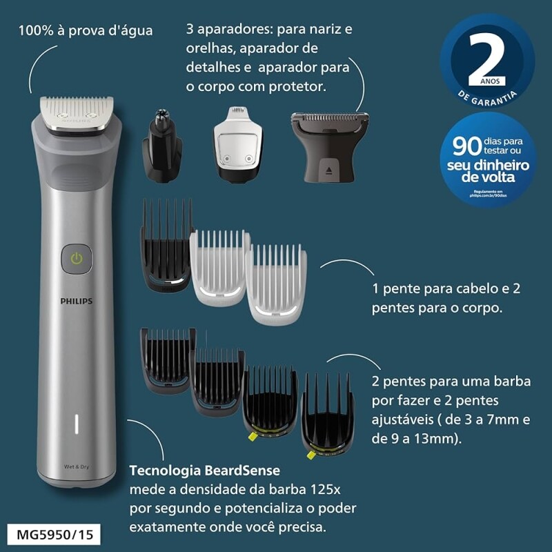 Aparador de Pelos Philips Multigroom 12 em 1 - MG5950/15