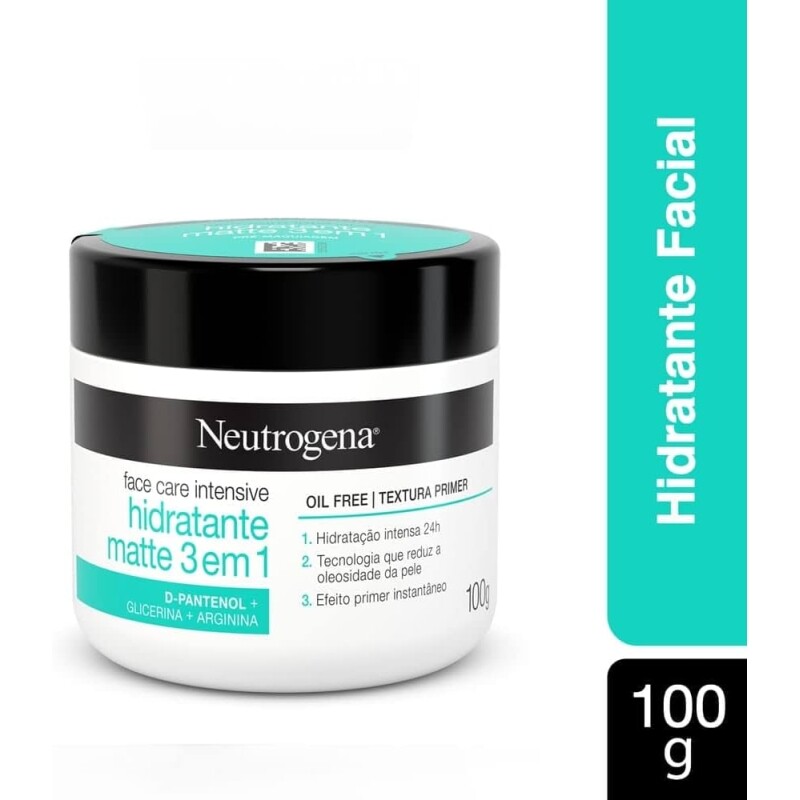 Neutrogena Hidratante Facial Matte 3 em 1 Face Care Intensive 100g