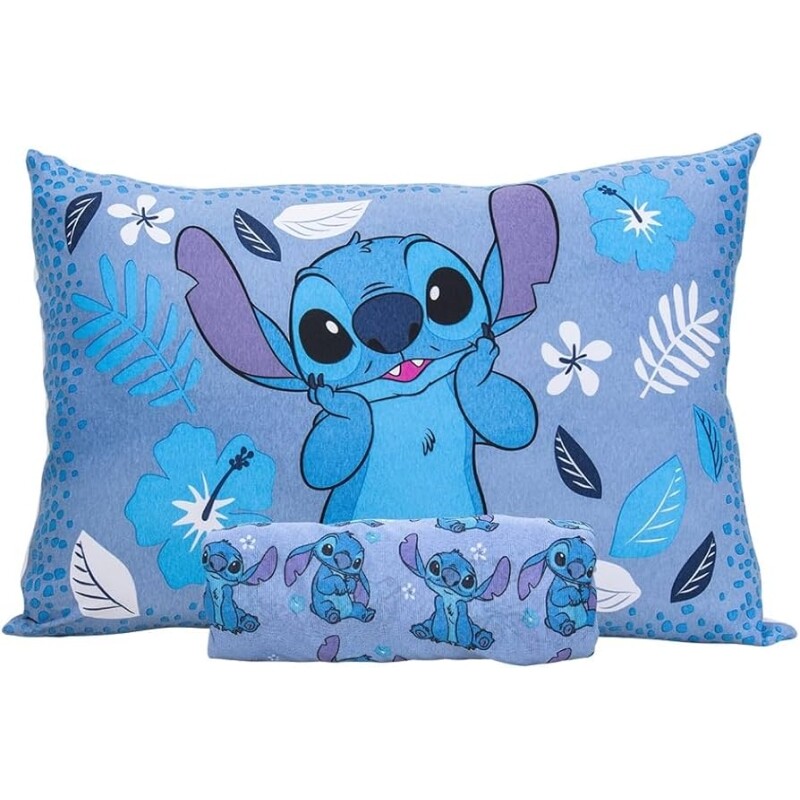 Jogo de Lençol 2 Peças Portallar Disney Stitch Blue Solteiro