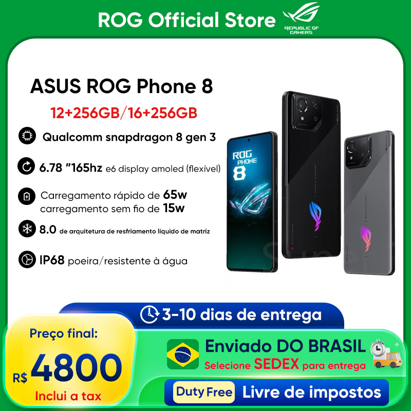 [Do Brasil / Moedas] Smartphone ASUS ROG Phone 8 com Snapdragon 8, 5G, Tela de 6,78" com 165Hz