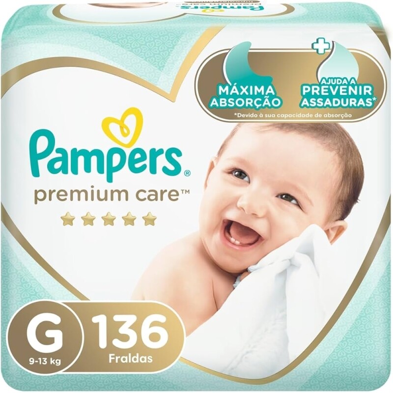 Fralda Pampers Premium Care G - 136 Unidades