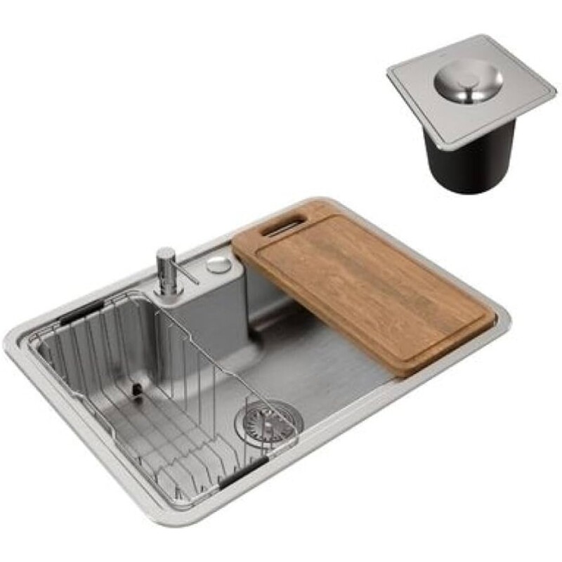 Cuba Docol Massima 68x48 1611616 Inox Escovado com Acessórios e Lixeira