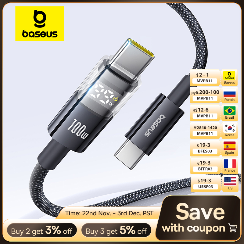 [Taxa Inclusa] Cabo de dados e carregamento rápido USB-C 100W display digital, 1M