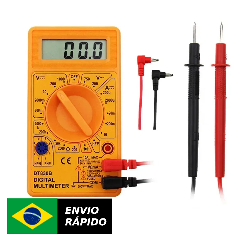 [R$12 "MOEDAS"/BR] Multímetro Digital Dt-830 Dcv Acv Dca Diodo Com Bateria 9v