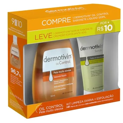 Kit Sabonete Facial 120ml + Esfoliante 60 g - Dermotivin Pele Muito Oleosa