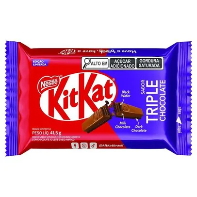 Kitkat Wafer Triple Chocolate Cobertura Chocolate ao Leite e Meio Amargo 41,5g