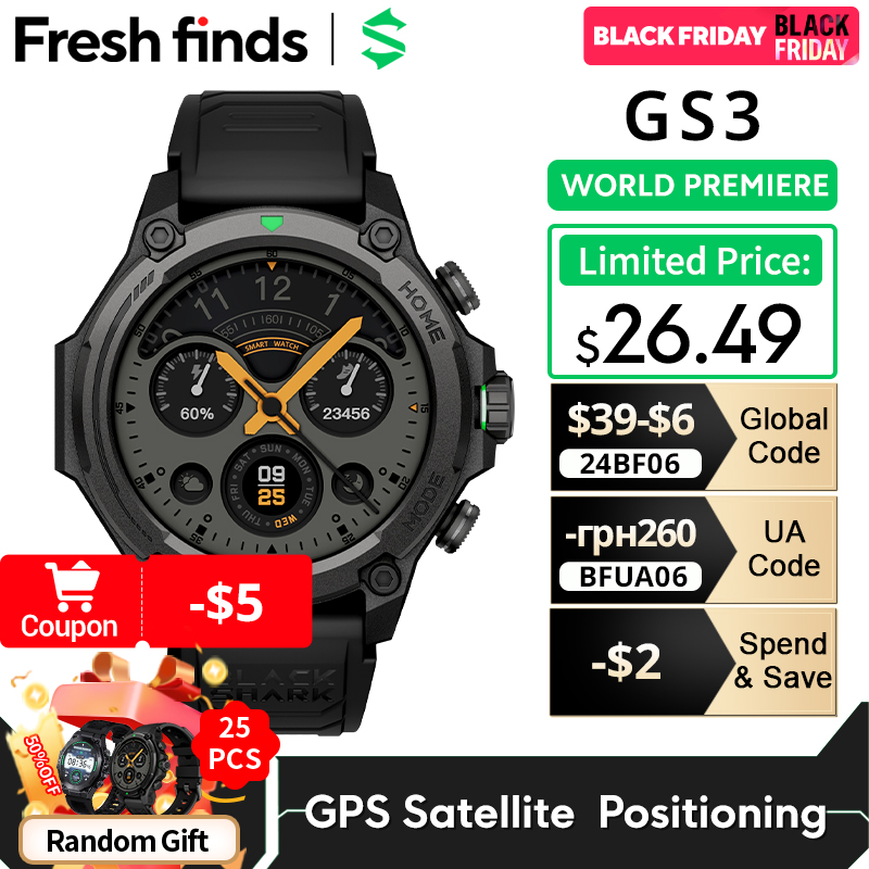 [Já com impostos] Blackshark GS3 Smart Watch Versão Global 1.43 "Display AMOLED 5ATM