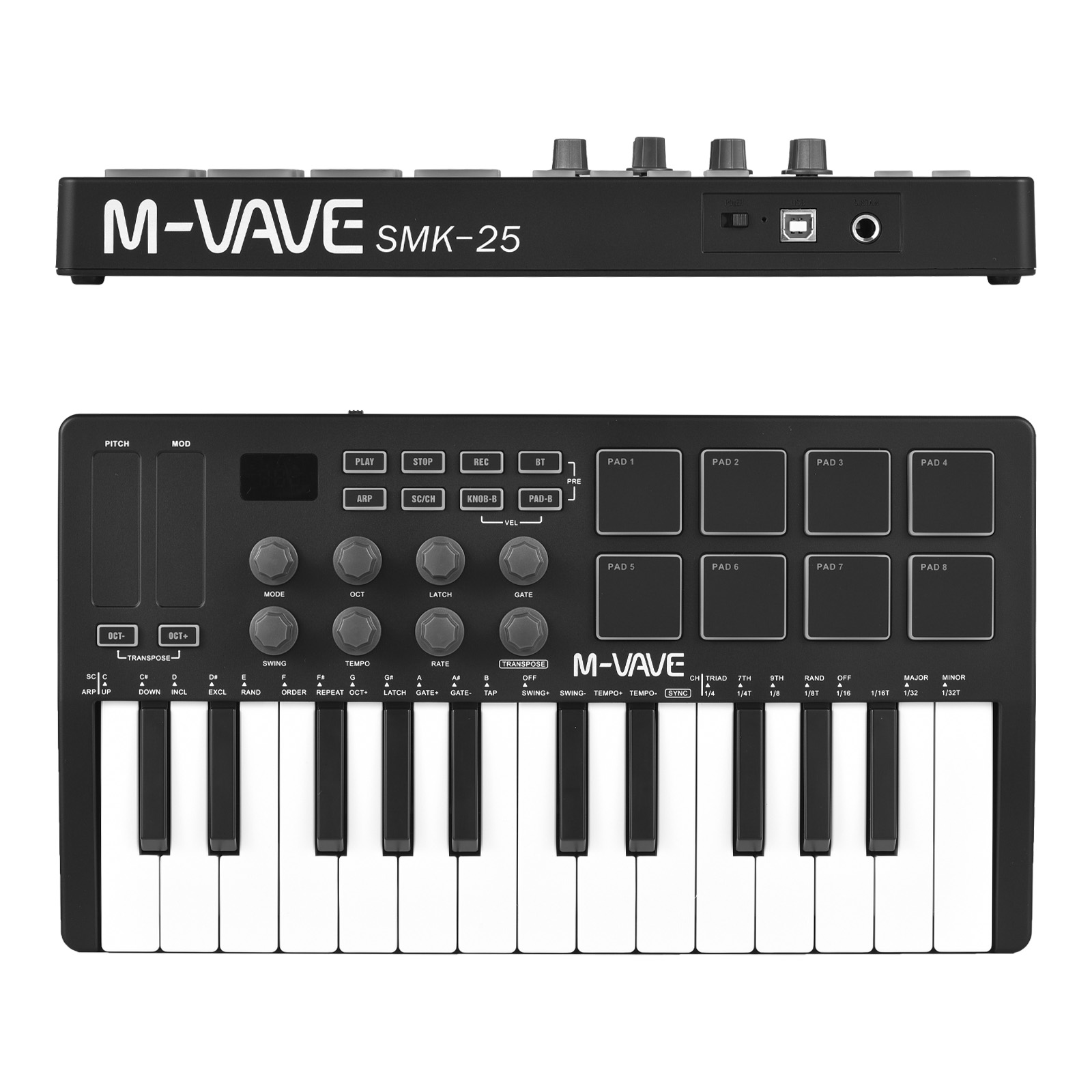 (Imposto Incluído)M-VAVE-Mini portátil MIDI Controller Keyboard