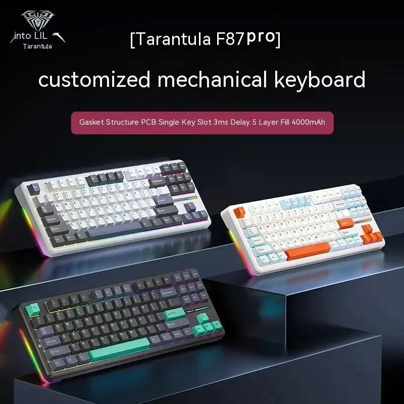 [Taxas Inclusas/R$272 Moedas App] Teclado Mecânico Sem Fio AULA F87 PRO RGB