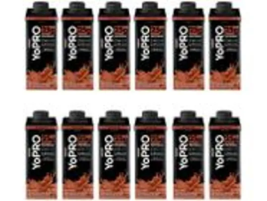 Kit Bebida Láctea UHT com 25g de Proteínas YoPRO - Chocolate Zero Açúcar 250ml 12 Unidades