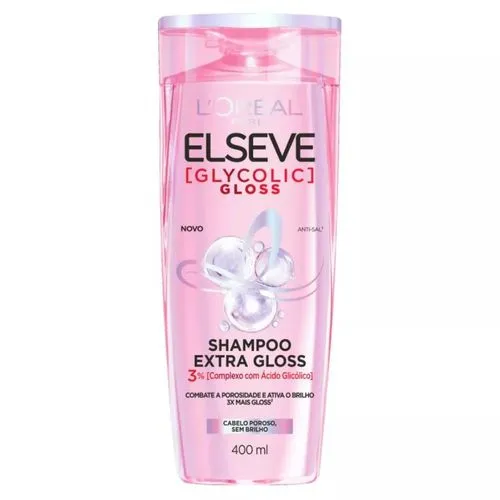 Shampoo Extra Gloss Anti-Sal L'oréal Paris Elseve Glycolic Gloss Frasco 400ml