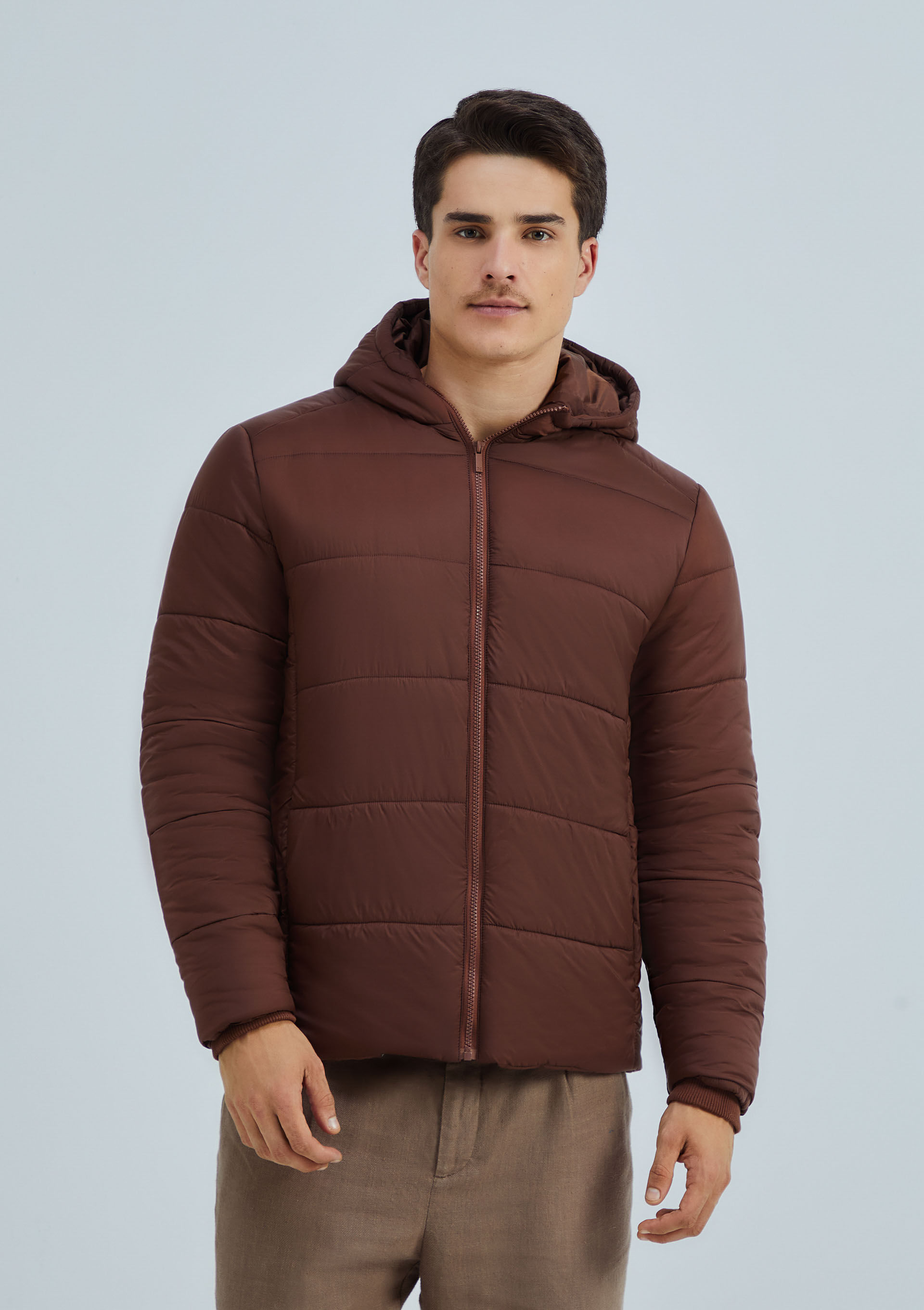 Jaqueta Básica Masculina Puffer Com Capuz