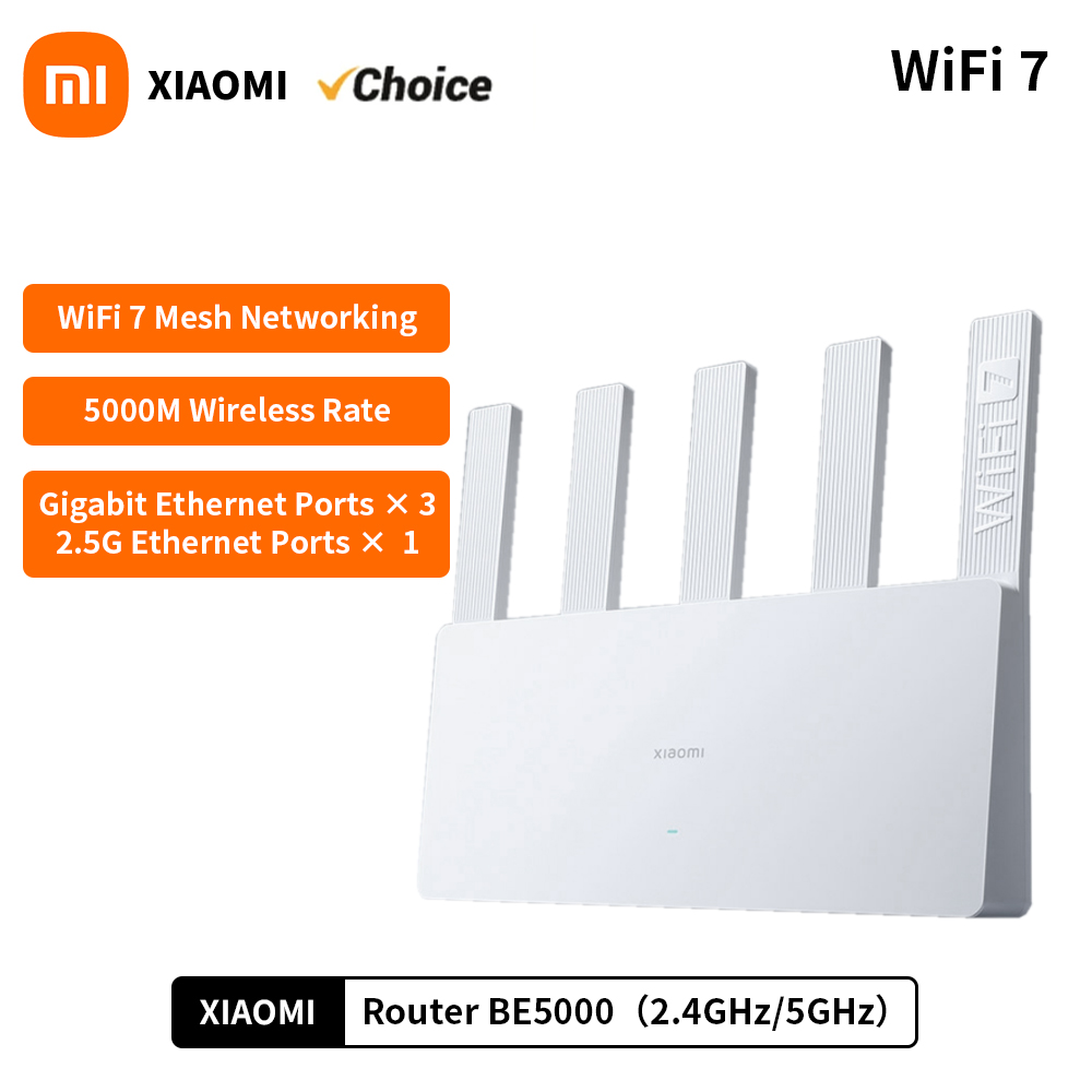 [R$ 297 COM MOEDAS/TAXA INCLUSA] Novo Roteador Xiaomi BE5000 WI-FI 7 2.4/5ghz, Malha de frequência dupla, Rede alta velocidade, Amplificador de Sinal