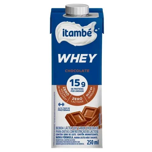 [LV4PG2 4 unid R$ 2 cada] Bebida Láctea UHT Sabor Chocolate Zero Lactose Itambé Whey 250ml