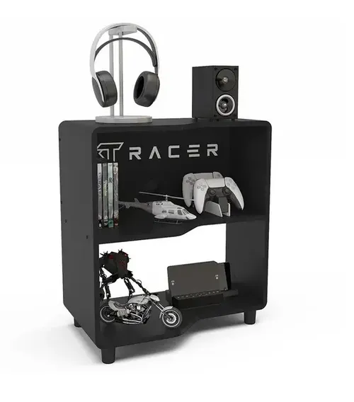 Estante Gamer 1 Prateleira XT Racer Force One Preto e Branco