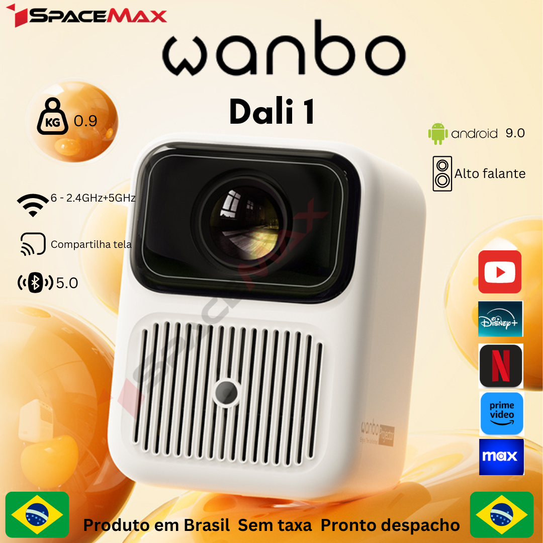 [Br] Projetor Wanbo Dali 1, Foco Automático, Android 9, 350 ANSI