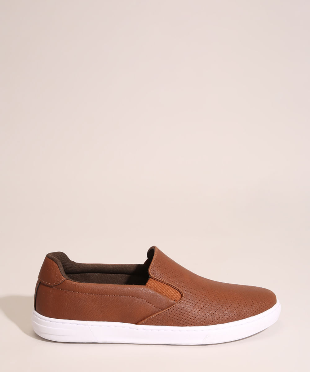 Tênis Masculino Slip ON Furos Oneself Caramelo