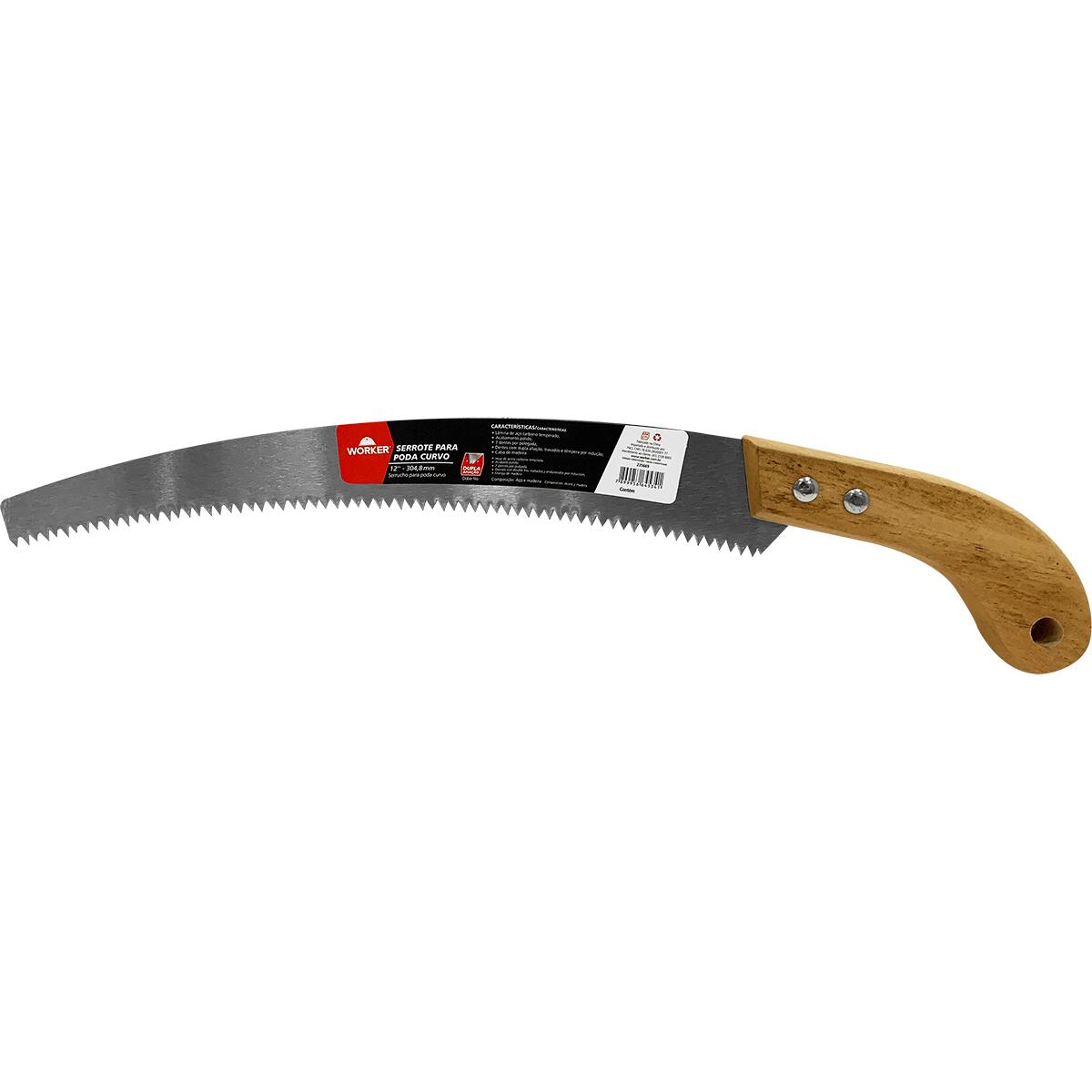 Serrote Curvo Para Poda Aço Carbono Com 7 Dentes 12" Worker