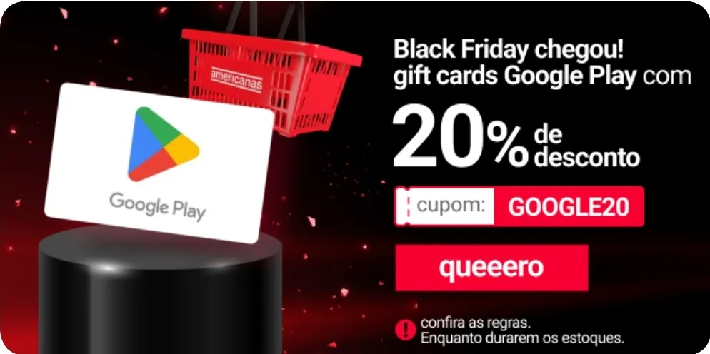 Gift Cards Google Play - 20% de desconto