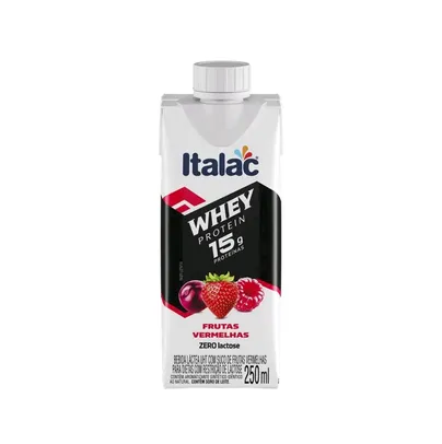 (Leve 6, pague 5 = R$ 23,52) Bebida Láctea UHT Proteica com 15g de proteínas Italac Whey Protein Frutas Vermelhas Zero Lactose 250ml