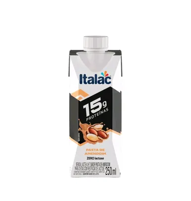 (Leve 6, pague 5 = R$ 23,52] Bebida Láctea UHT Proteica com 15g de proteínas Italac Whey Protein Pasta de Amendoim Zero Lactose 250ml