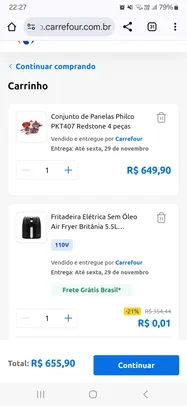 Fritadeira Elétrica Sem Óleo Air Fryer + Conjunto de Panelas Philco PKT407 Redstone 4 peças