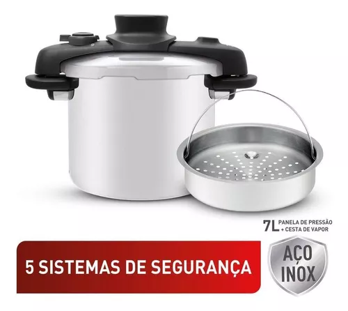 [CC MP] Panela De Pressão 7l Tefal Opti'space Inox Com Fundo Triplo