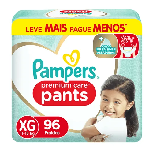 Fralda Pampers Pants Premium Care Roupinha XG 96 Unidades