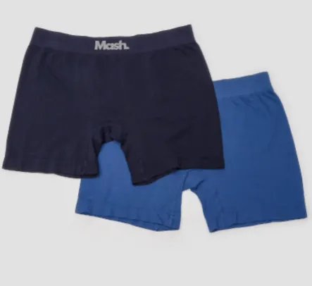 Kit cueca boxer 2 peças microfibra sem costura azul | Mash