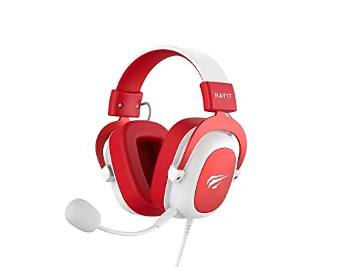 [ PRIME | MISSÃO R$ 95 ] Headphone Fone de Ouvido Havit HV-H2002d Red, Gamer, com Microfone Cor Vermelho e Branco