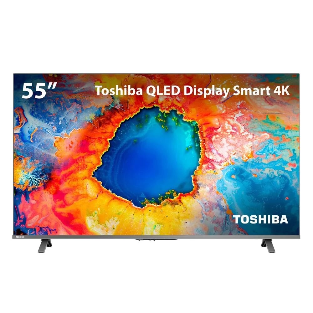 [Multicoin R$1349] Smart TV QLED 55" 4K Toshiba 55C450NS Google TV 3 HDMI 2 USB Wi-Fi - TB035M