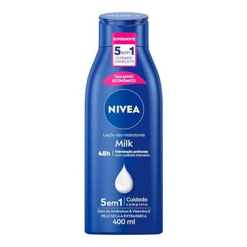 NIVEA Hidratante Corporal Milk Pele Seca - Nutrição intensa para pele seca a extrasseca, com fórmula cremosa, pele macia e hidratada por 48h - 400ml