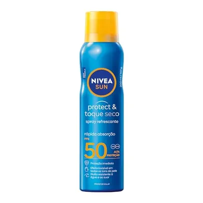 NIVEA SUN Protetor Solar Spray Protect & Toque Seco FPS 50 200ml - FPS 50, sensação refrescante na pele, rápida absorção, não oleoso