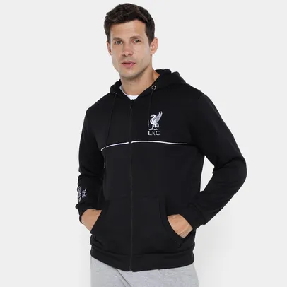 Jaqueta Liverpool com Capuz Masculina - Preto+Branco