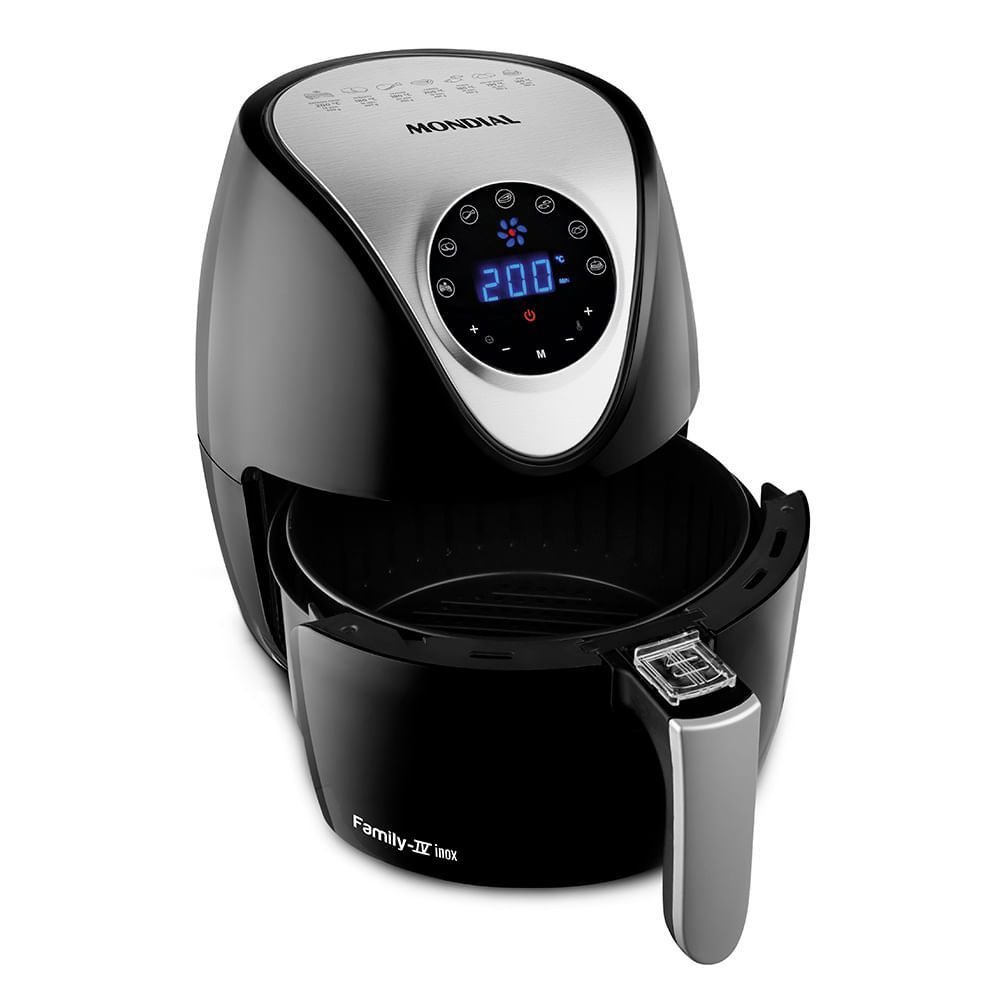 Fritadeira Elétrica Mondial Family Iv 3,5L Inox Digital Touch Preto Inox AF-30-DI