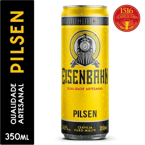 [ REGIONAL | Leve 4 Pague 2 | R$ 2,40 CADA ] Cerveja Eisenbahn Pilsen Puro Malte Lata 350ml