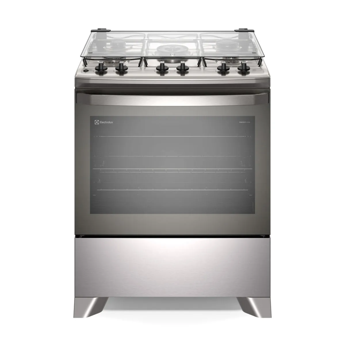 [R$1.349 com Cashback] Fogão 5 bocas Electrolux Cinza Efficient com Mesa Inox, PerfectCook e VaporBake (FE5IC) Bivolt