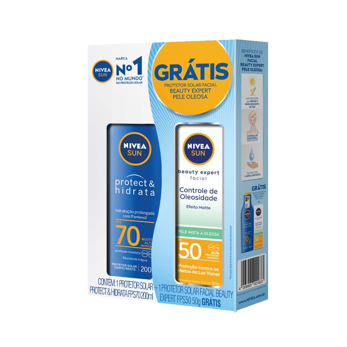 Protetor Solar Nivea Protect Hidrata Fps70 200ml Grátis Protetor Solar Nivea Facial Fps50 50g