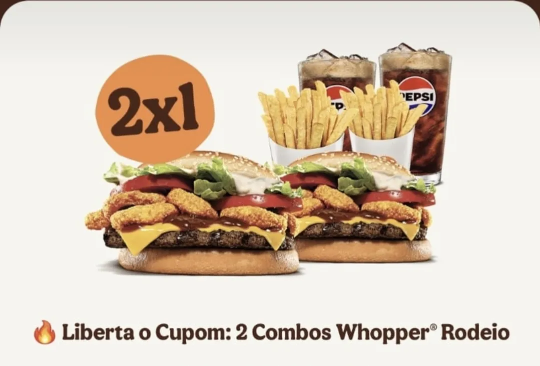 2 COMBO Whopper Rodeio no Clube BK