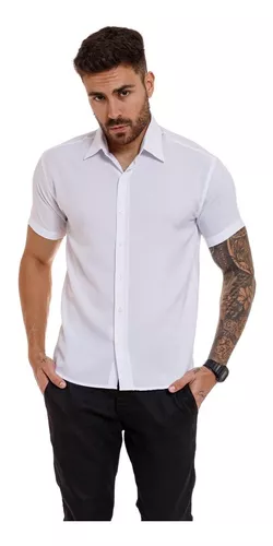 Camisa Social Masculina Manga Curta Slim Fit Vida Loca Modas