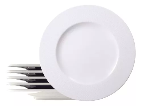 Kit De 6 Pratos Rasos Mesh Em Porcelana 28cm Branco Tramontina